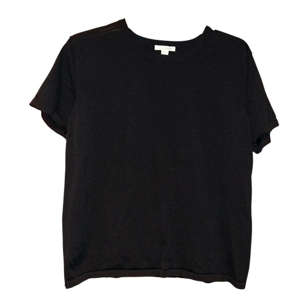Erin London Black Blouse Knit Top Short Sleeve Layer Women’s Large Minimalist